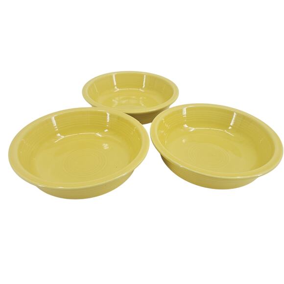 3 HLC Fiesta Yellow Medium Bistro Bowls Ceramic Homer Laughlin Kitchenware 6-7/8 - Picture 1 of 9
